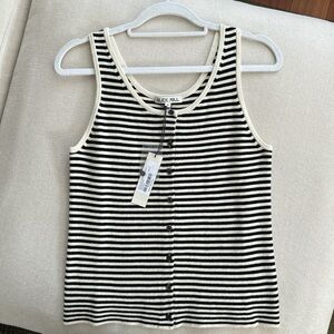 ALEX MILL: STRIPED "LOUISA VEST" IN COTTON CASHMERE